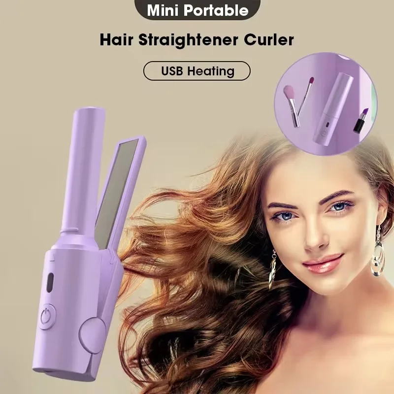 New Curling Iron Mini Hair Straightener Styling Tools Portable Wireless Hair Straightener Brush Comb Fast Heating for Dormitory