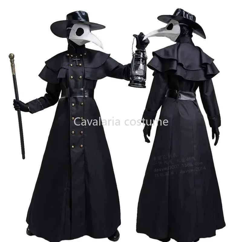

2025 New Medieval Hood Robe Plague Doctor Costume Mask Hat for Men Women Halloween Carnival Cosplay Steampunk Dress Cloak Ca ❤ ❤