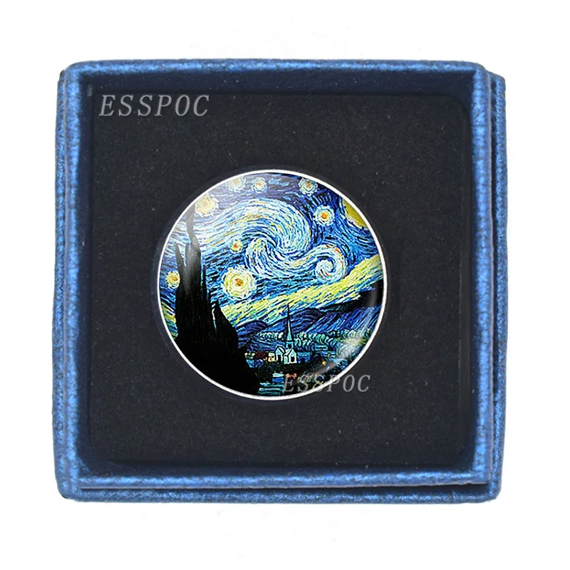 Fashion Art Van Gogh 20 MM Ring Glass Cabochon Jewelry Sunflower Starry Night Handcraft Rings Women Sisters Friends Gifts