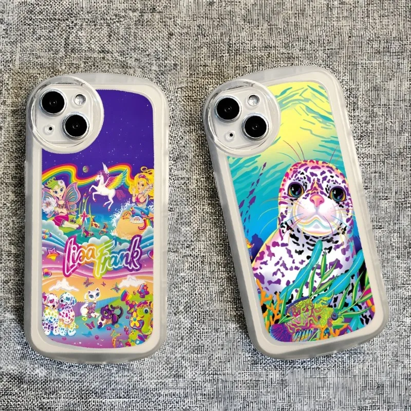 Lisa Frank Tiger Horse Dog Cat Phone Case For Iphone 14 13 Pro 11 12 Max Mini X XR XS 8 7 Puls Transparent Shockproof Back Cover