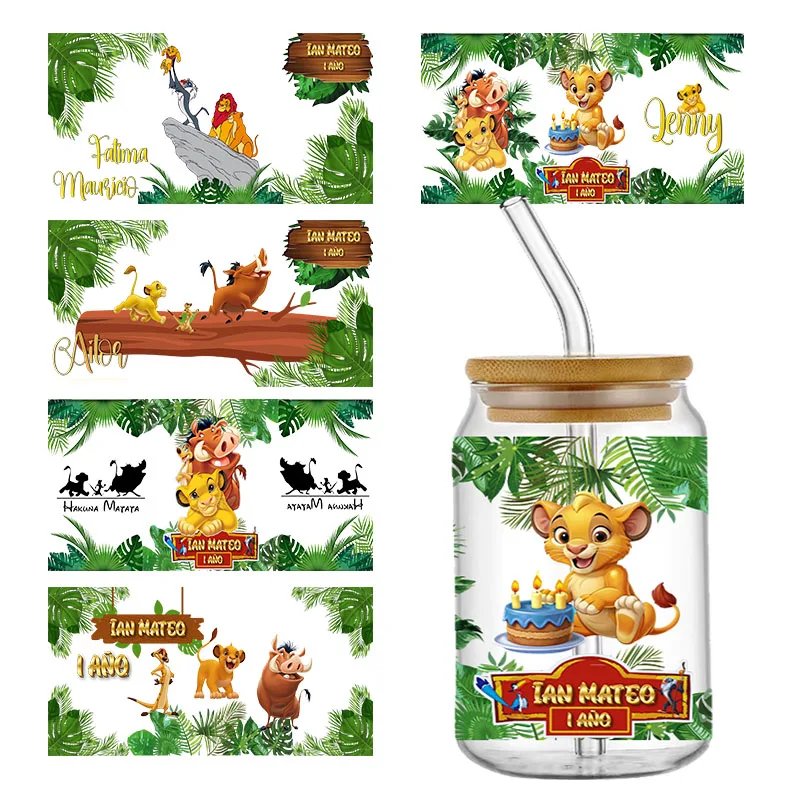 Disney Cartoon The Lion King UV DTF Wrap Birthday Gift Sticker DIY For 16oz Libbey Glass Cup Waterproof Decals Cup Sticker