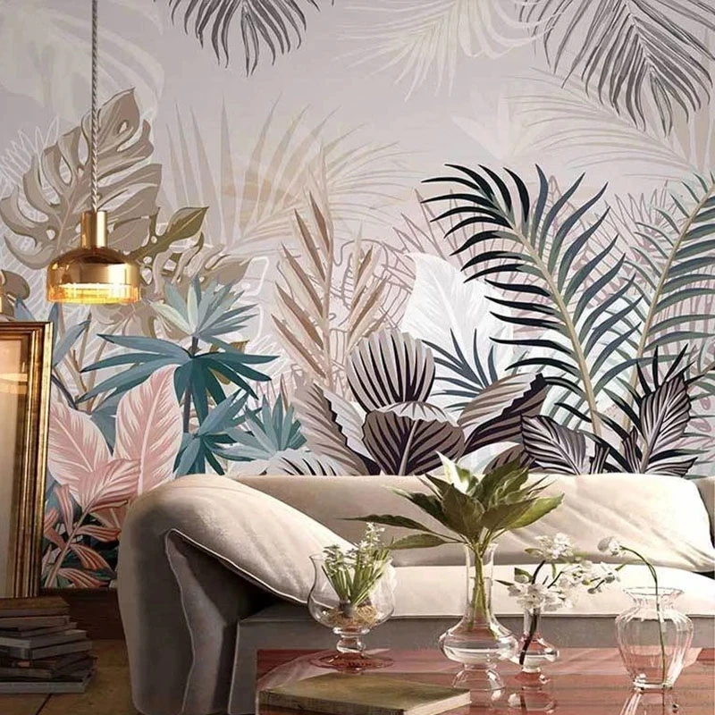 Custom Photo 3D Mural Tropical Rainforest Plant Palm Leaf Wallpaper Living room sofa TV background wall bedroom restaurant Hotel