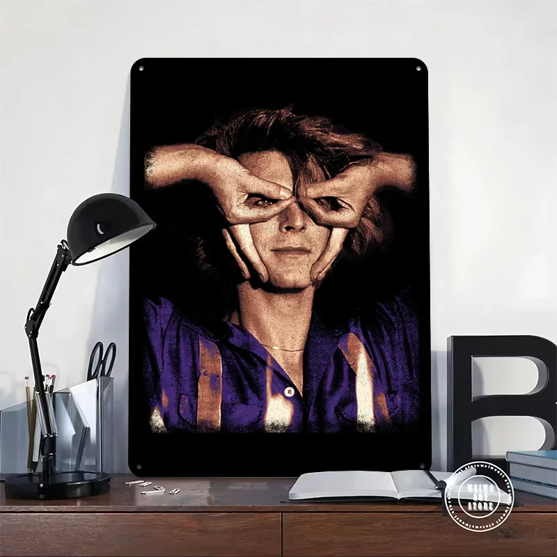 David Bowie Hands Over Eyes 3D Texture Printed Poster Custom Vintage Metal Tin Plate Sign for Wall Art Room Decorating Interior