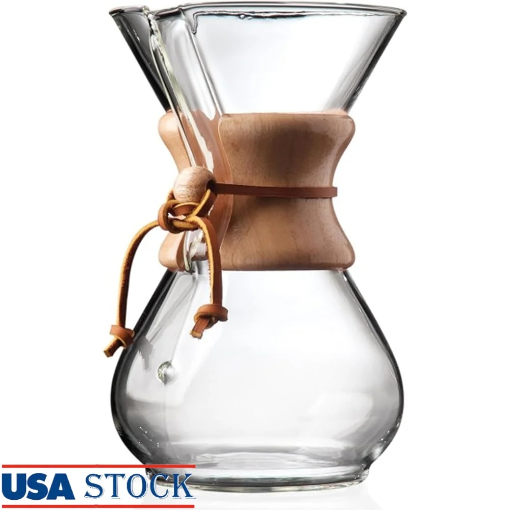 

Pour Over Glass Coffee Maker Classic Series 6-Cup Dishwasher Safe Brew Coffee Easy To Clean Perfect Pouring Coffee Brewer