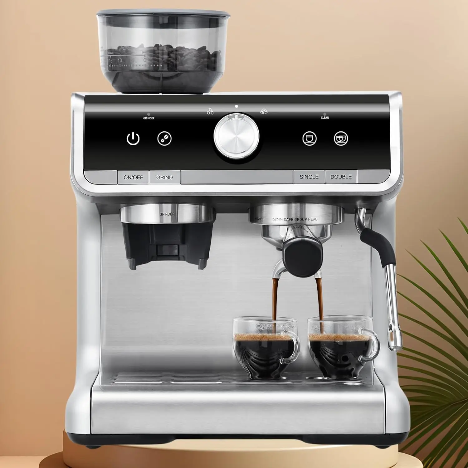 Compact Coffee Machine with for Cappuccino,Latte, Fast Heating, Stainless Steel