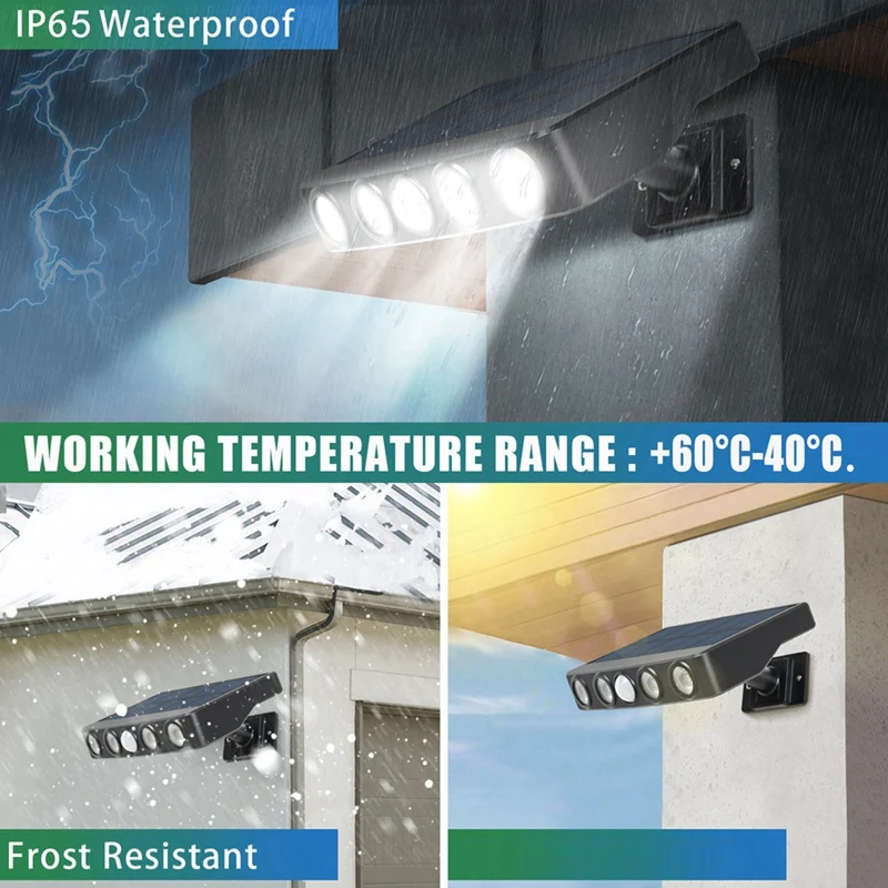 Luces solares para exteriores con Sensor de movimiento, luces solares con 4 cuentas LED, IP65 impermeables para jardín, porche, patio, luz blanca cálida