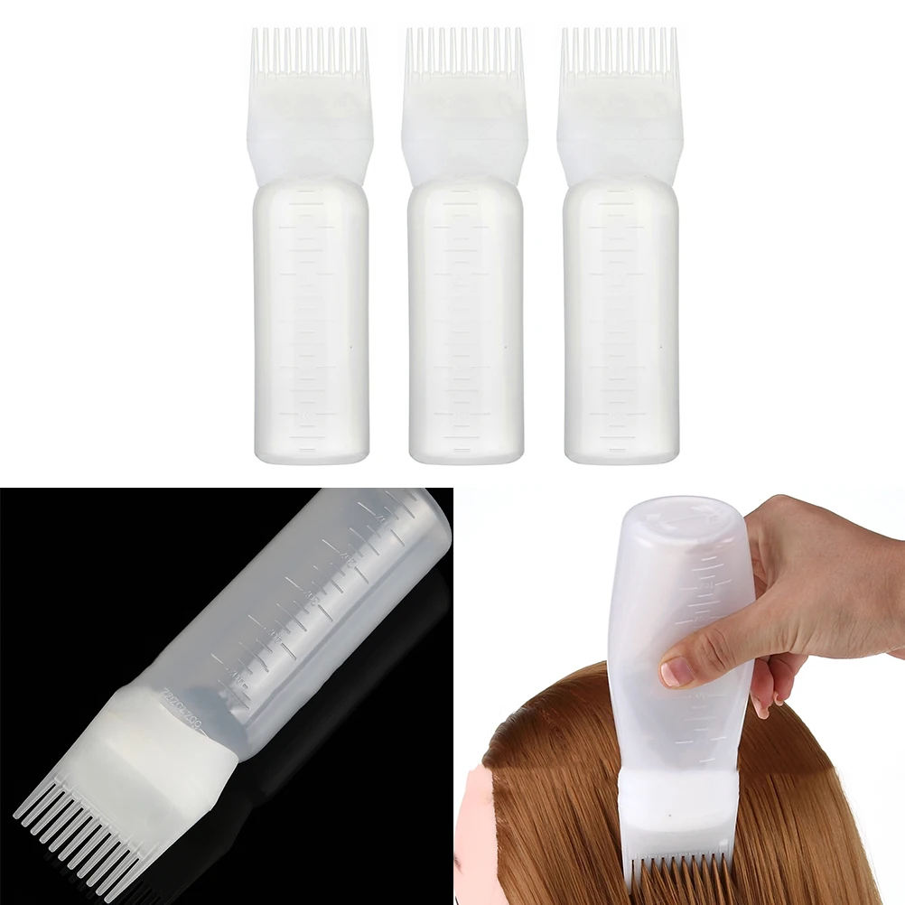 

3 Pcs Shampoo Bottle Style Applicator Hair Dye Coloring Modeling with Comb White