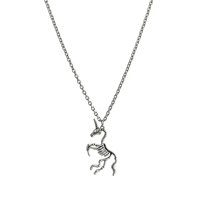 Gothic Unicorn Horse Skull Punk Skeleton Jewelry Necklace Dark Art  Animal Bone Dangle Earrings for Women Decorations Wholesale view 6
