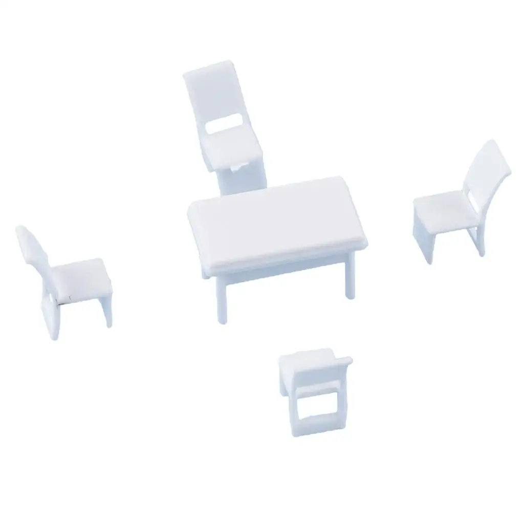 Escala 1/75 OO, muebles para el hogar en miniatura, mesa de escritorio, silla, modelo de escena DIY