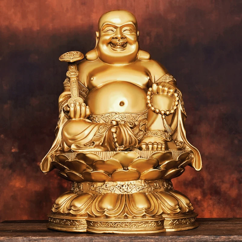 

Laughing Buddha Full Copper Maitreya Ornament Attracts Wealth Household Offerings Statue Copper Laughing Buddha Statue