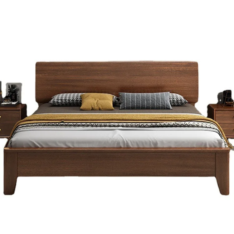 

Solid wood bed Modern simple 1.2 meters 1.5m 1.8 meters Double bed and breakfast hotel