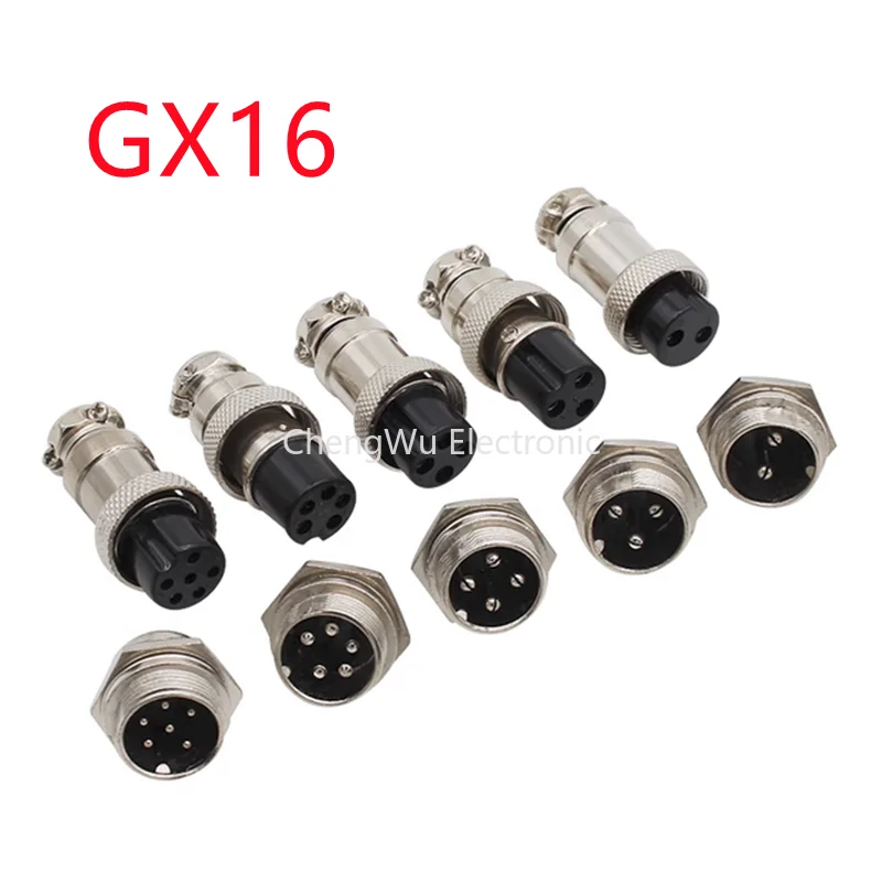 1set GX16 Aviation Connector 2Pin 3Pin 4Pin 5Pin 6Pin 16mm Circular Male&Female Wire Panel Connectors Socket Plug