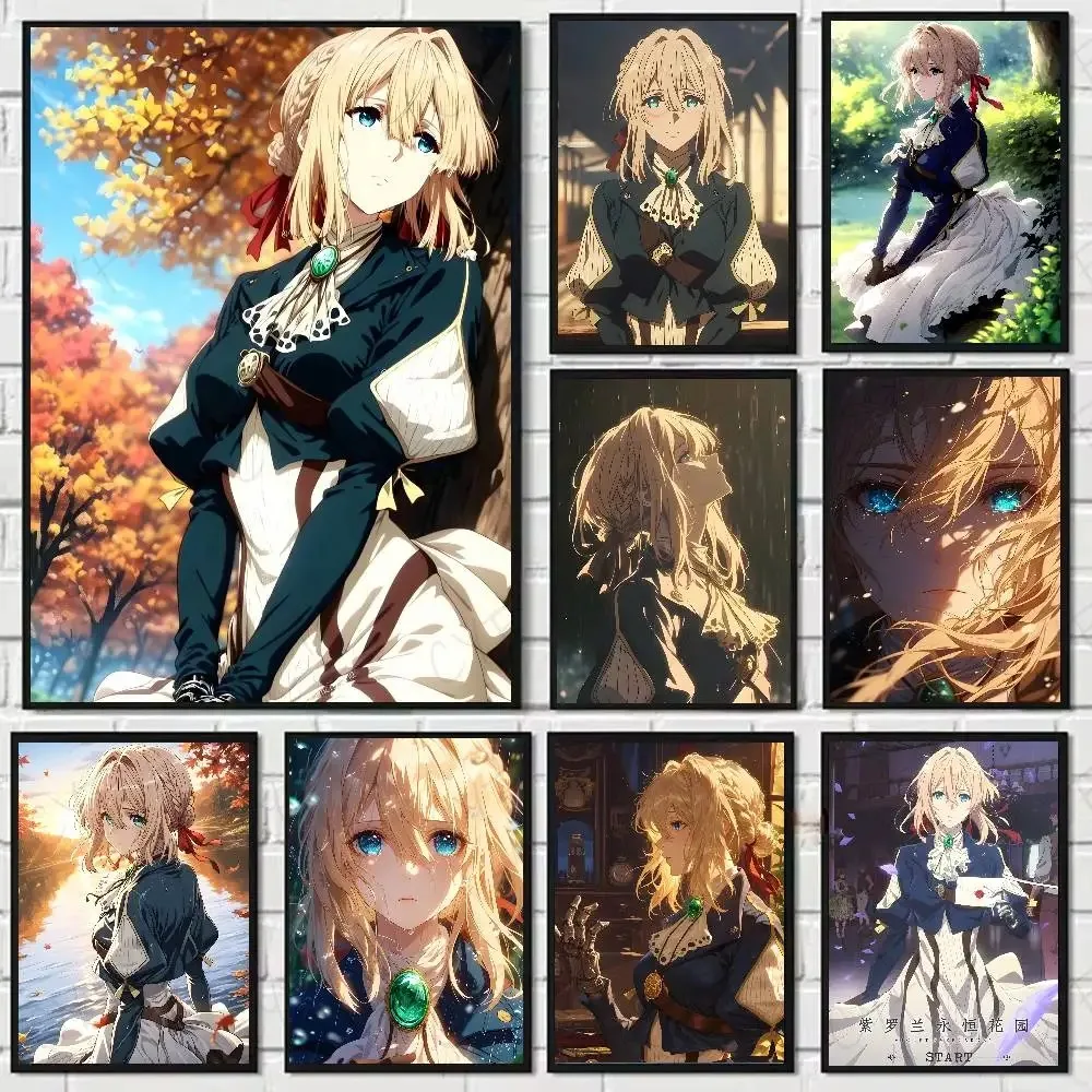 

DIY без рамки, цифровая картина маслом, аниме V-фиолетовый E-Evergarden, украшение для дома, картина, настенная, спальня, декор комнаты, подарок