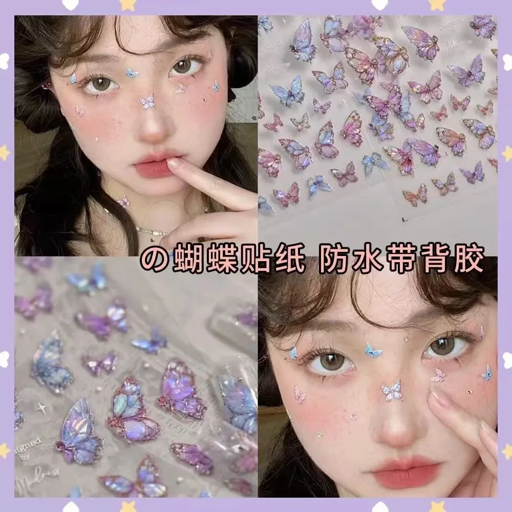 

3D-наклейки для ногтей с эффектом жидкого гель-лака: бабочки, розы, голографические, с эффектом северного сияния, рельефные, самоклеящиеся