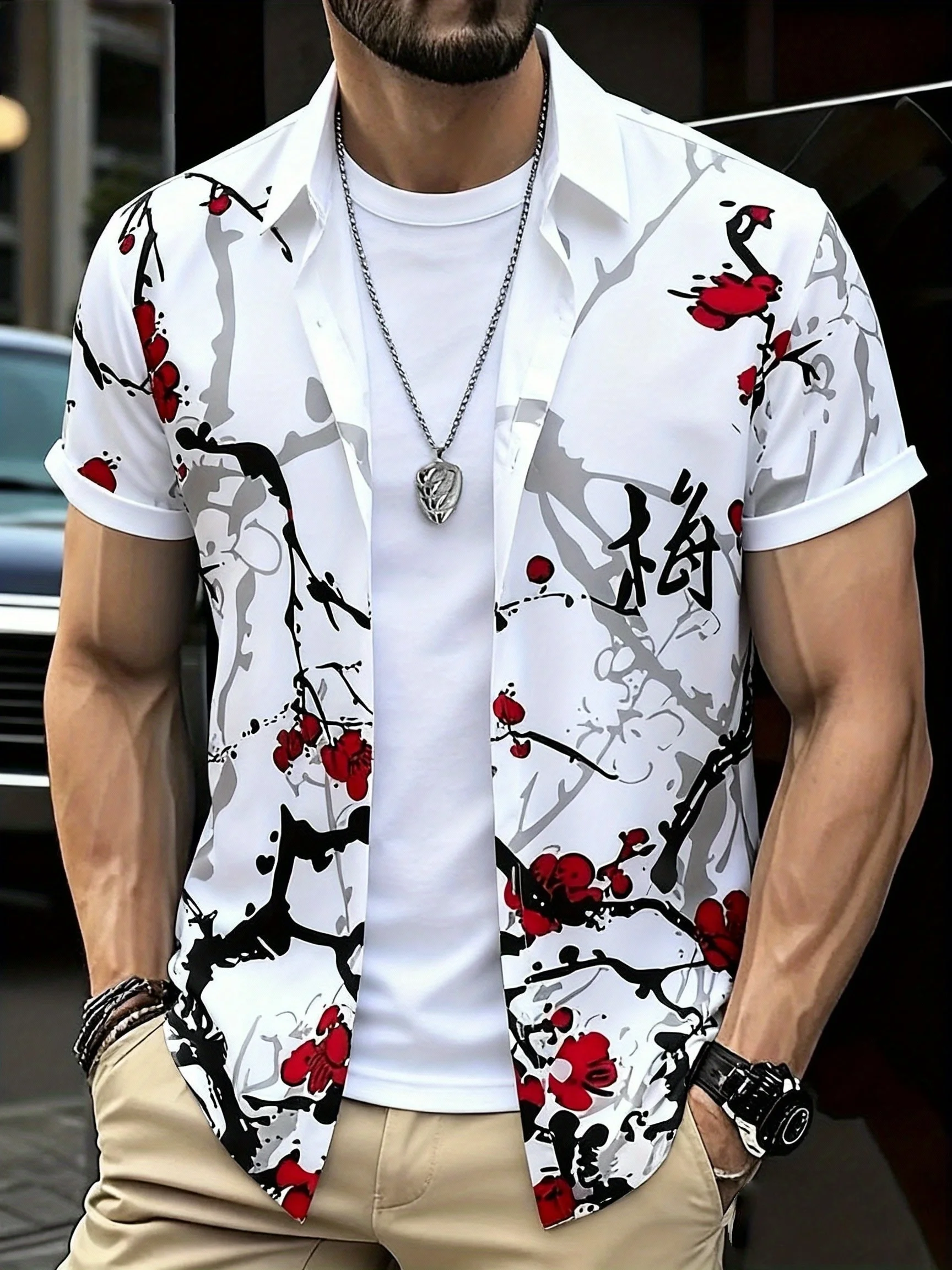 

Новая летняя мужская рубашка с короткими рукавами 2025 года, дышащая, легкая, повседневная и классическая уличная мужская одежда с 3D принтом.