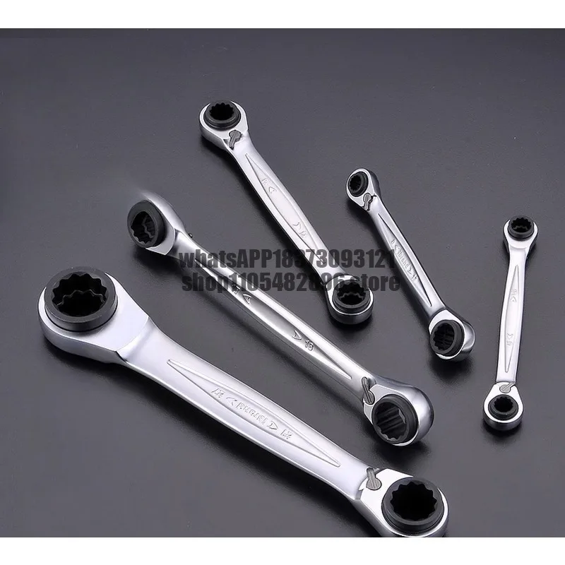 Imported four-purpose ratchet wrench two-way fast plum blossom glasses industrial grade multi-function wrench car maintenance