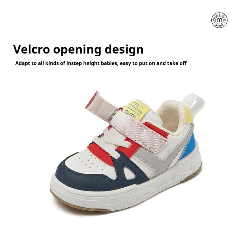 M1 & M2 baskets en cuir antidérapantes enfant en bas âge nouveau-né enfants bout rond plat élégant semelle en coton premiers marcheurs chaussures de sport décontractées