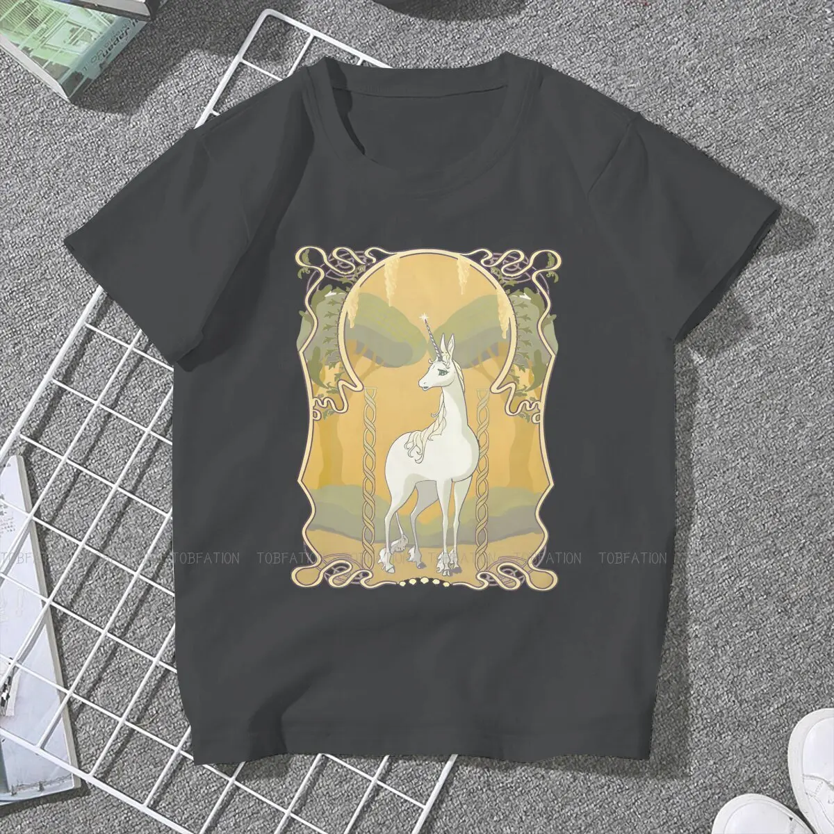 The Last  Art Nouveau 4XL TShirts Cute Unicorn Cartoon Female Harajuku Fabric Tops T Shirt Round Neck