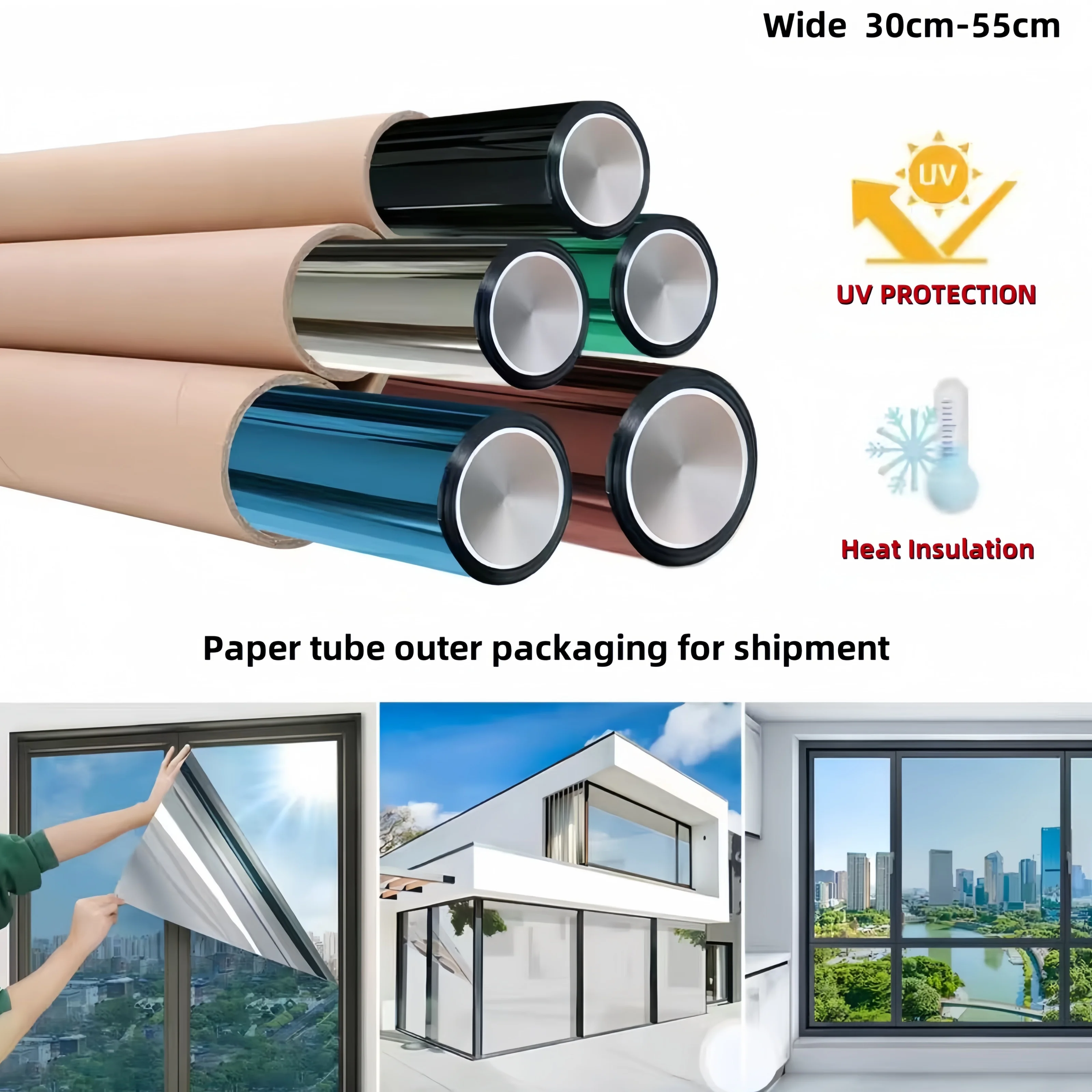 فيلم نافذة منظور في اتجاه واحد فيلم زجاج عازل منزلي 99% Uv للنوافذ والشرفة ومرآة حماية الخصوصية ملصق زجاجي عاكس