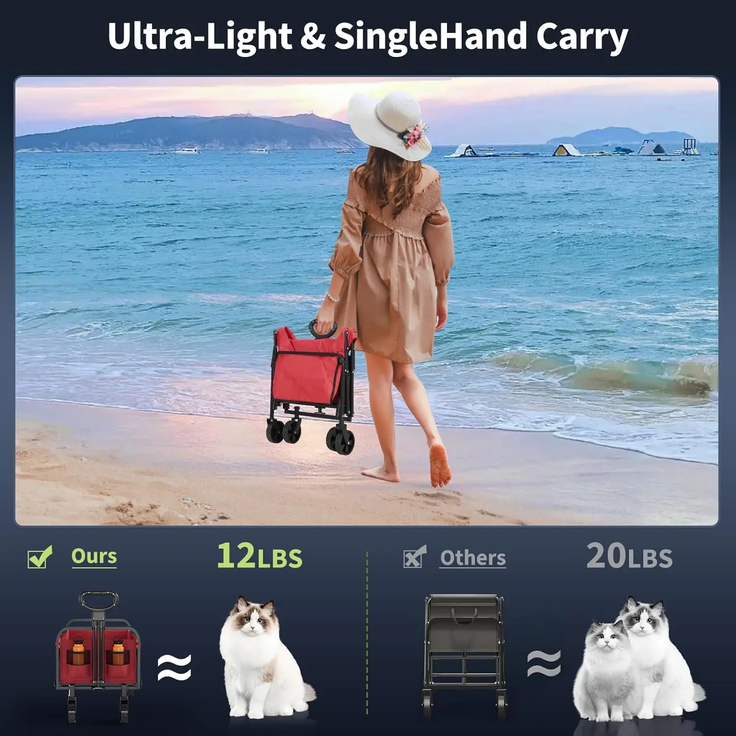 عربة عربة قابلة للطي بعجلات قابلة للطي وقابلة للطي وعربات شديدة التحمل للبقالة والرياضة والحديقة والتسوق والتخييم