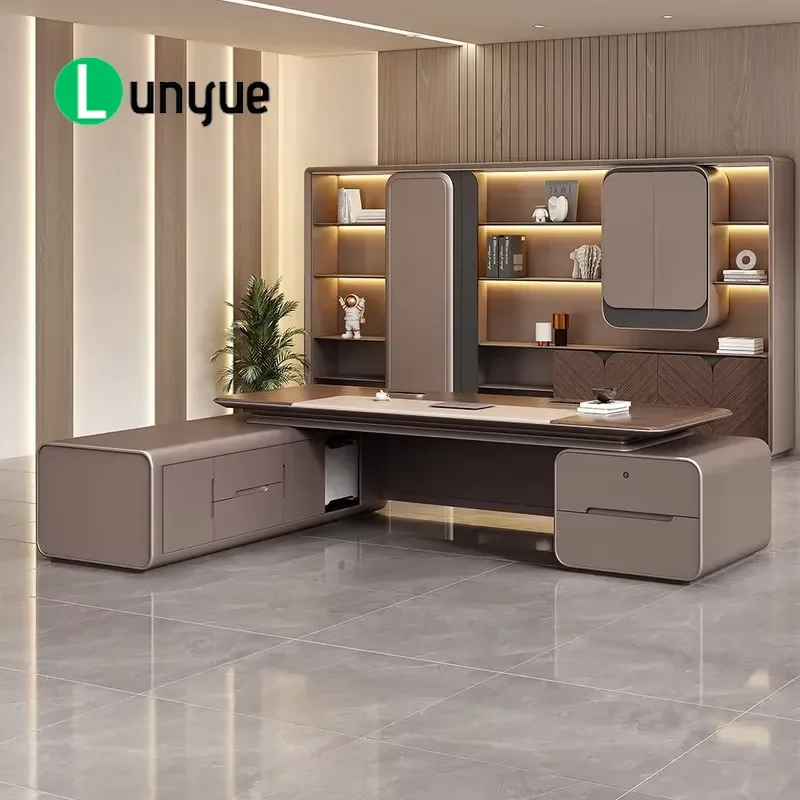 Adjustable Solid Wood Lifting Desk Modern Ergonomic Office Furniture Space Saving Single Manager Desk for Commercial Use