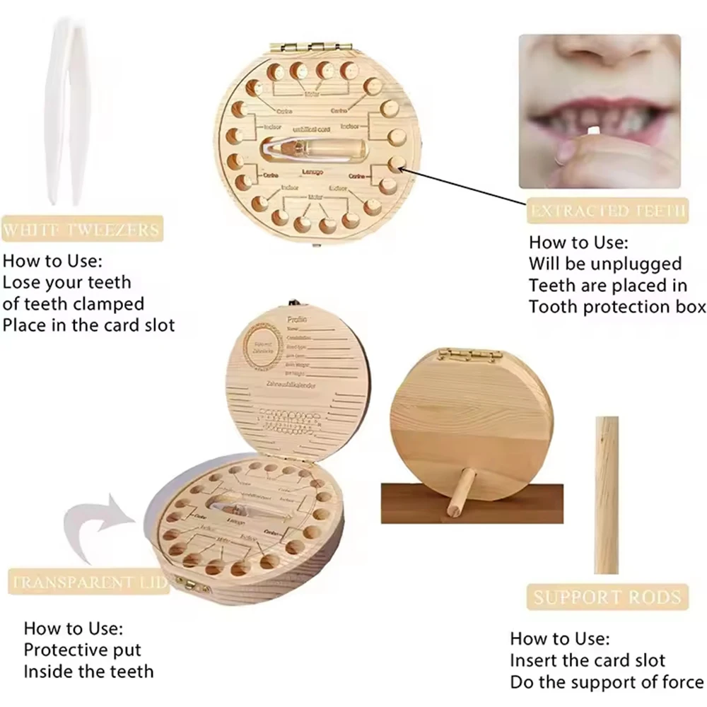 Caja de dientes de leche para niños, caja de colección para bebés para conservar los dientes de leche y almacenar los dientes como Memento, 1 ud.