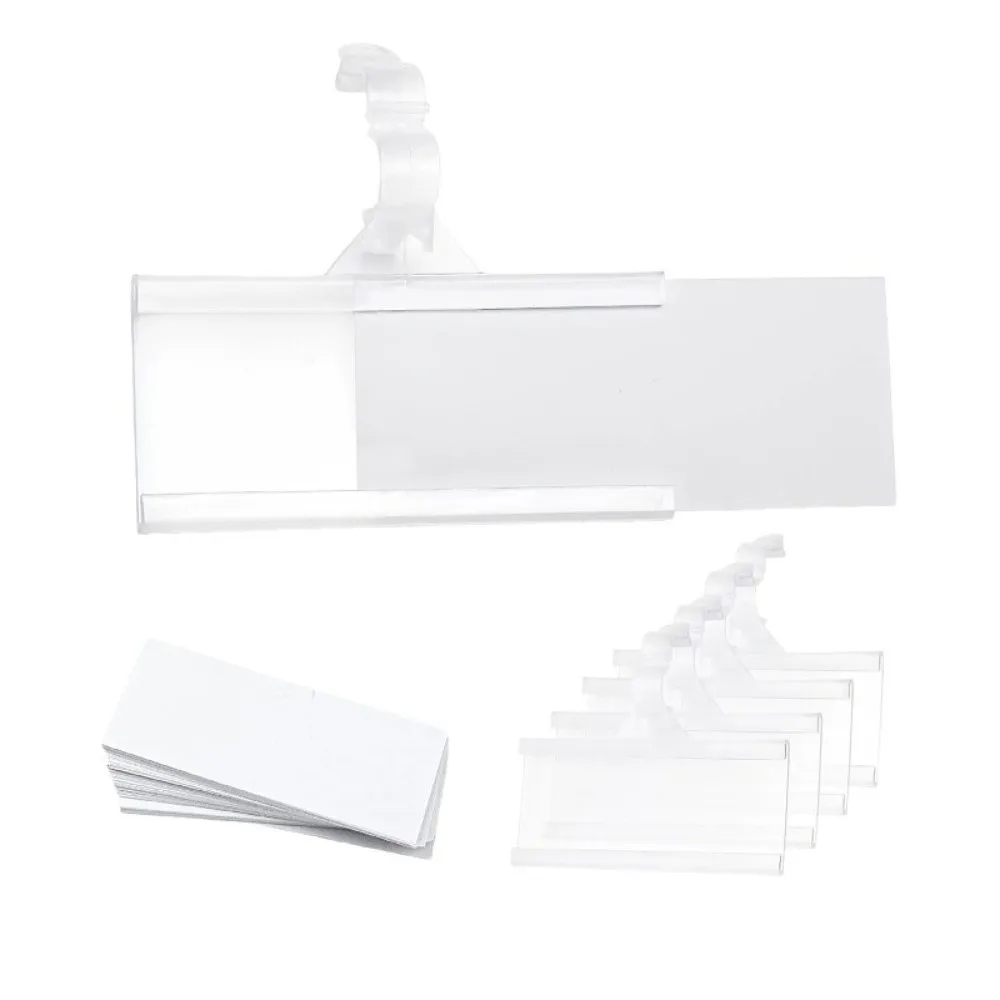10Pcs Practical Plastic Price Tag Holder Snapon Lockon Hanging Sign Card Holder Translucent Plastic Hang Tag Wire Shelf