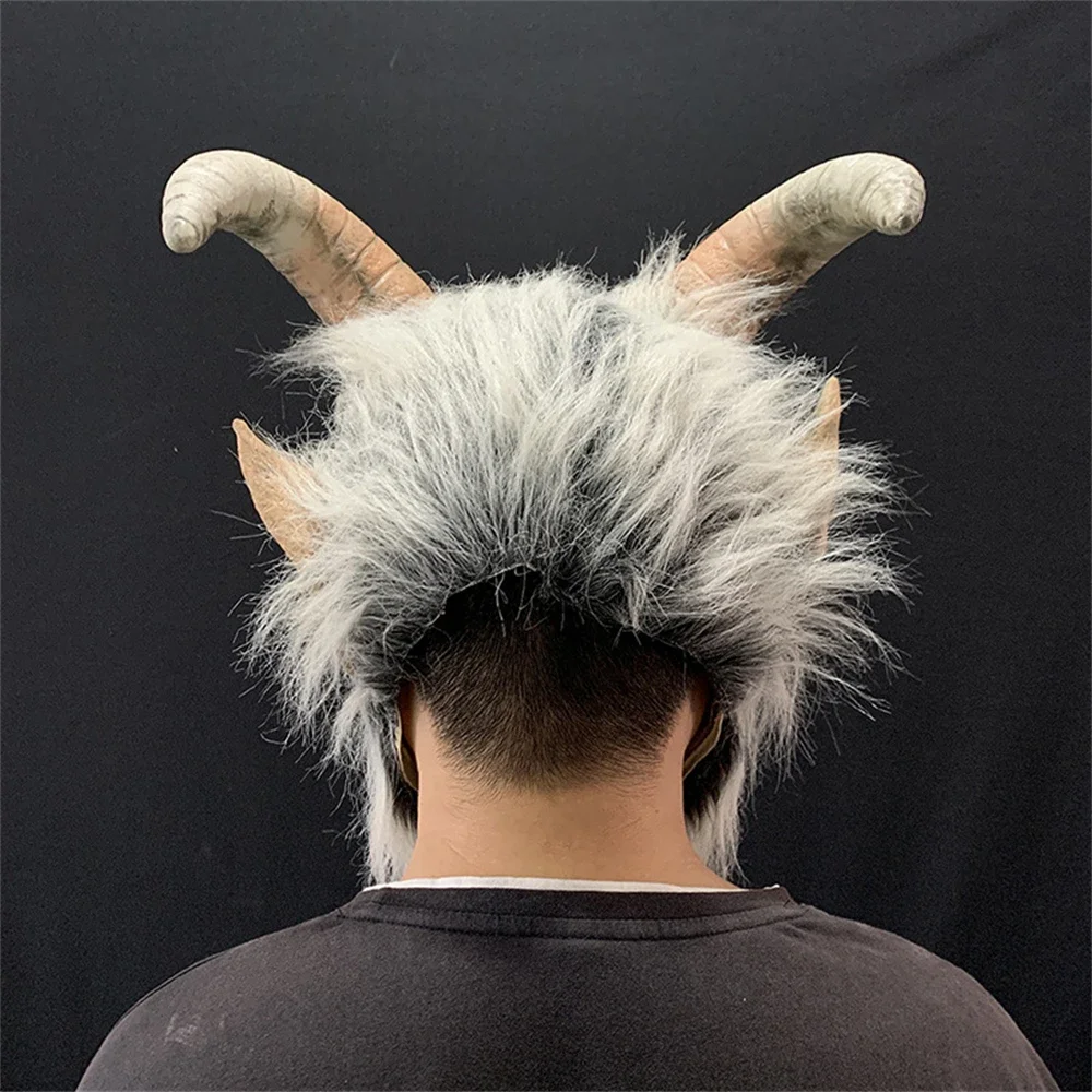 Krampus Demon Mask for Men, Movie Cosplay, Sheep's Corn, SAFHead Cover, Halloween Party, Horror fur s Up, Lucifer, Latex Masks