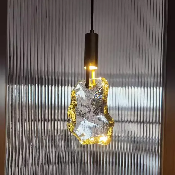 

Luxury Crystal Mini Chandelier - French Modern Long Cord Pendant for Accent Wall & Bedside, Artistic Linear Lighting