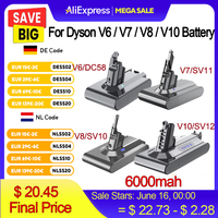 21.6V For Dyson V6 V7 V8 V10 Battery 6000mAh Replacement Battery For Dyson V6 V7 V8 V10 Vacuum Cleaner Rechargeable Battery