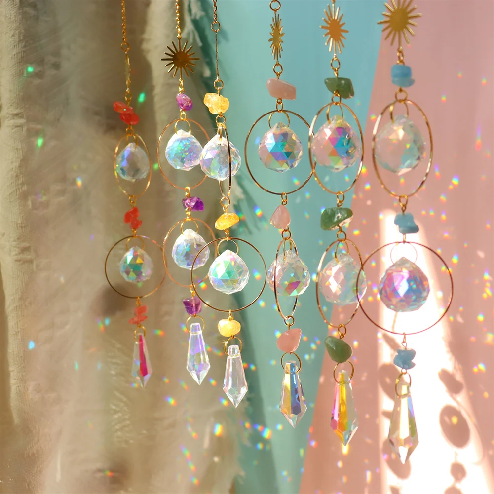 Crystal Wind Chimes Hanging Crystals Prism Sun Catchers Rainbow Chaser for Windows Decoration Chandelier Home Wedding Decor Gift