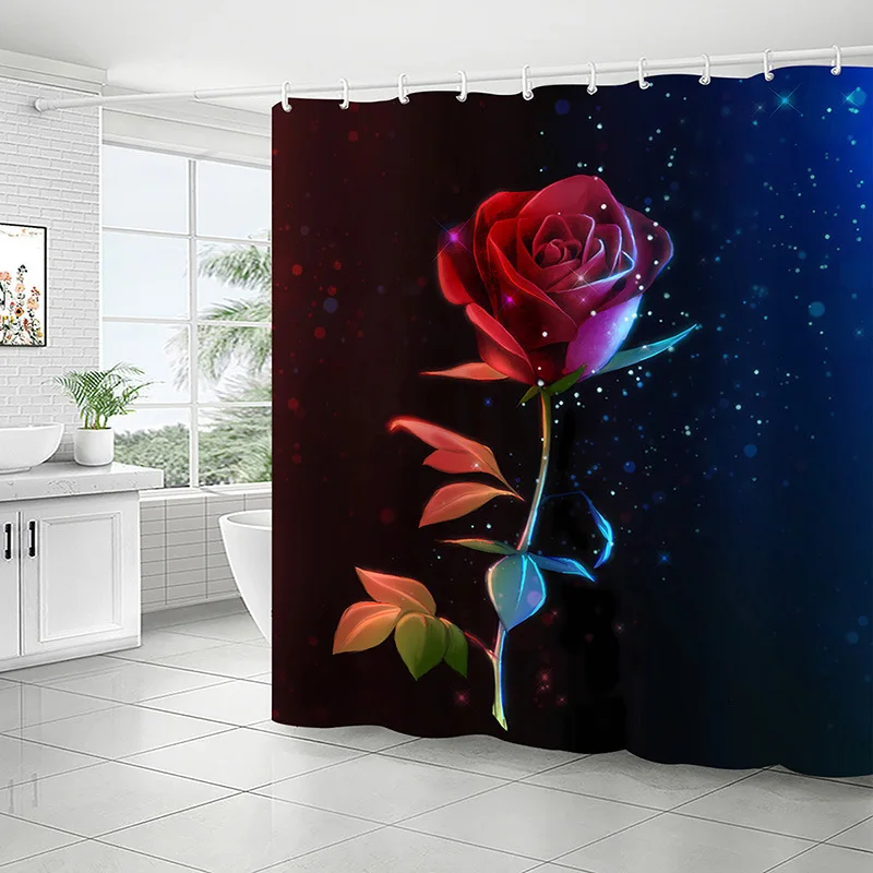 Rote Rose Dusch vorhang lila Rose 3d gedruckt Polyester Wandbehang wasserdichte rutsch feste Bad Dekor benutzer definierte mit Haken 180*180