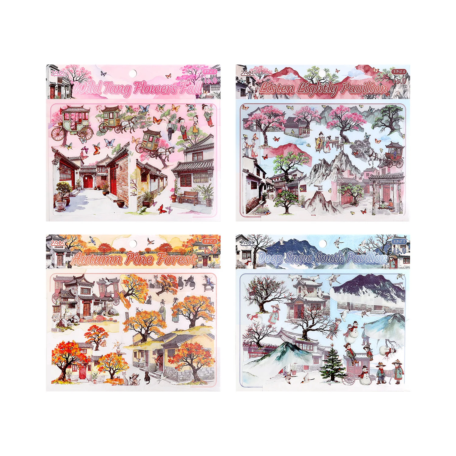 24sets/lot Kawaii Stationery Stickers Fog Shadow Cloud Court Junk Journal Paper stickers Planner Decorative stickers