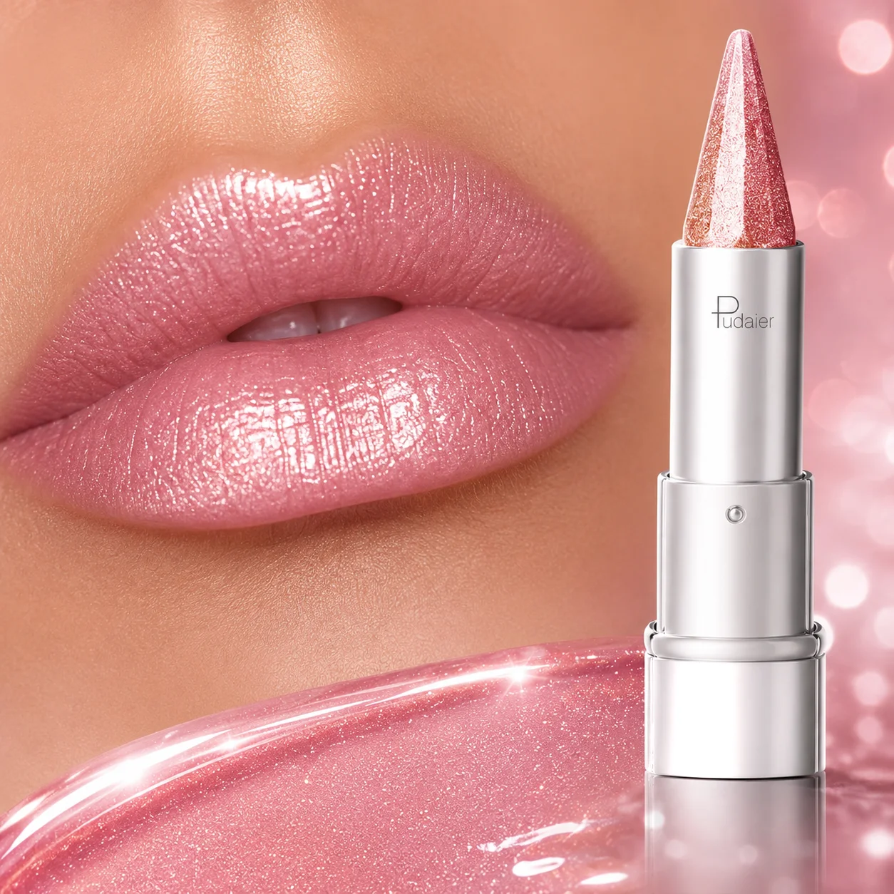 Schimmernder Lippenstift, feiner, leuchtender, rosafarbener, hautfarbener Lippenbalsam, langanhaltender, feuchtigkeitsspendender, perlmuttfarbener Lipgloss, wasserfeste Kosmetik für das tägliche Make-up – Detail 11