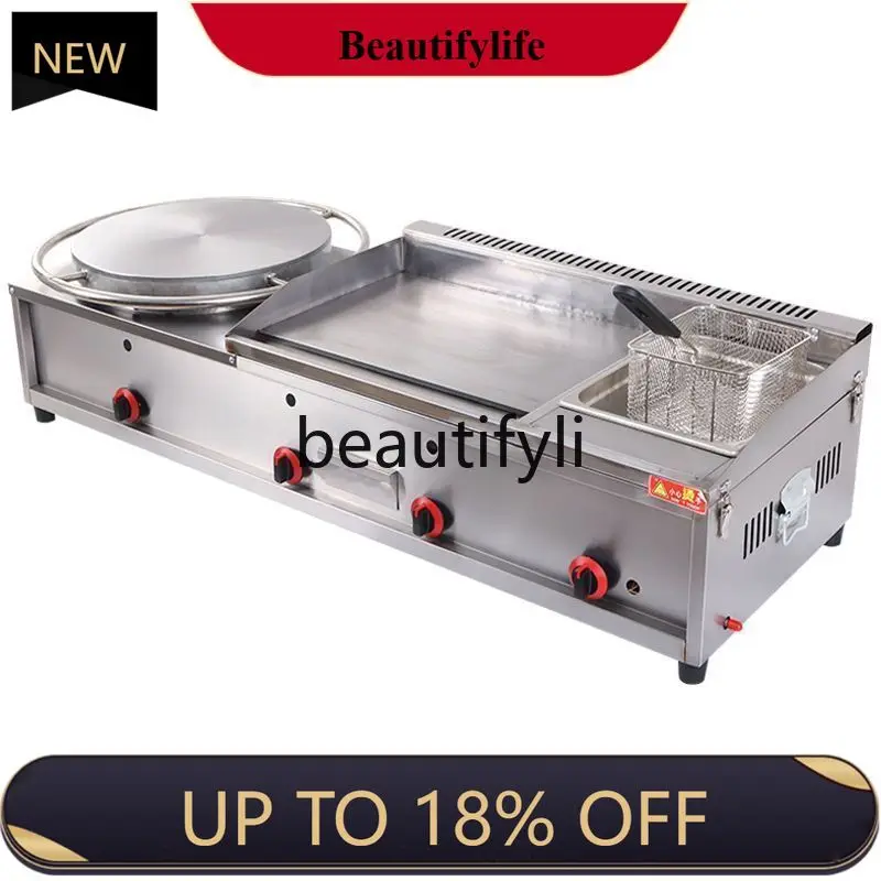 

Gas pancake machine grilling stove fryer combination machine rotating pancake machine stall