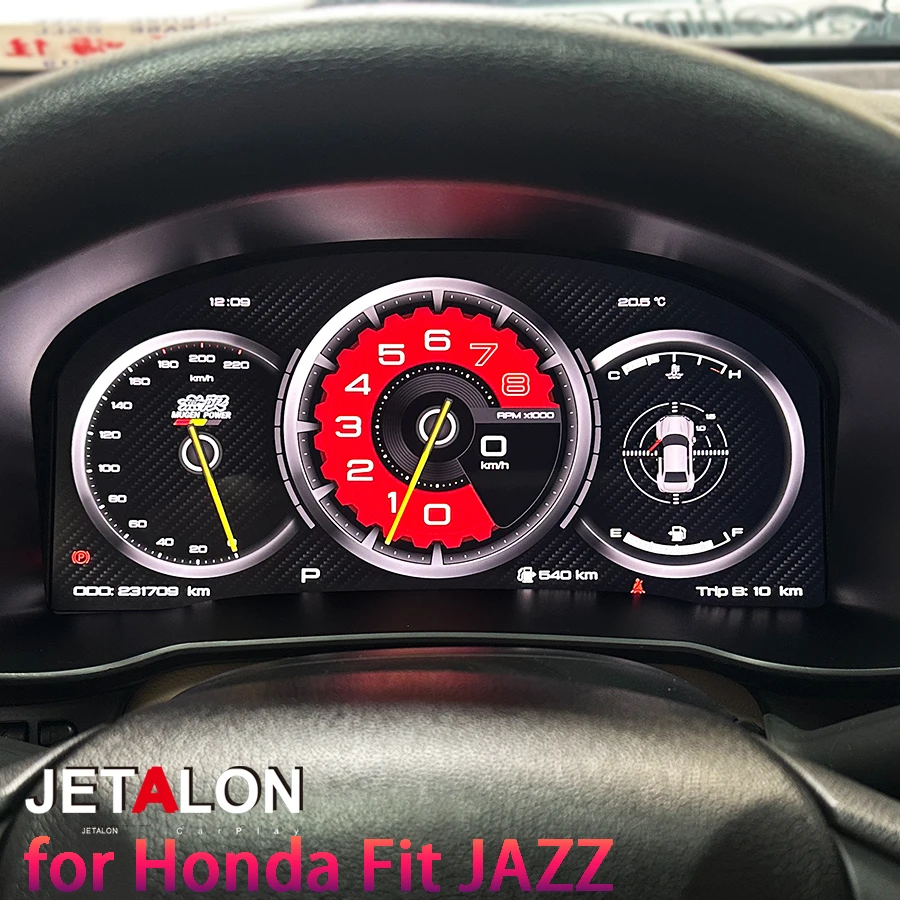 12.3 بوصة سيارة LCD أداة لهوندا صالح جاز لوحة ال سي دي العنقودية خريطة متعددة ملونة UI عالية عرض Carplay أندرويد السيارات
