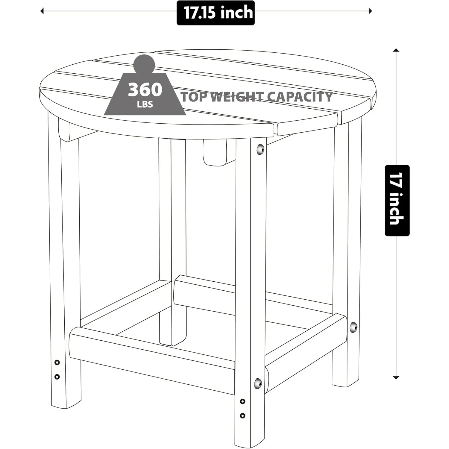 Серый круглый приставной столик Adirondack, уличный патио, декор для бассейна, устойчивая к атмосферным воздействиям акцентная мебель