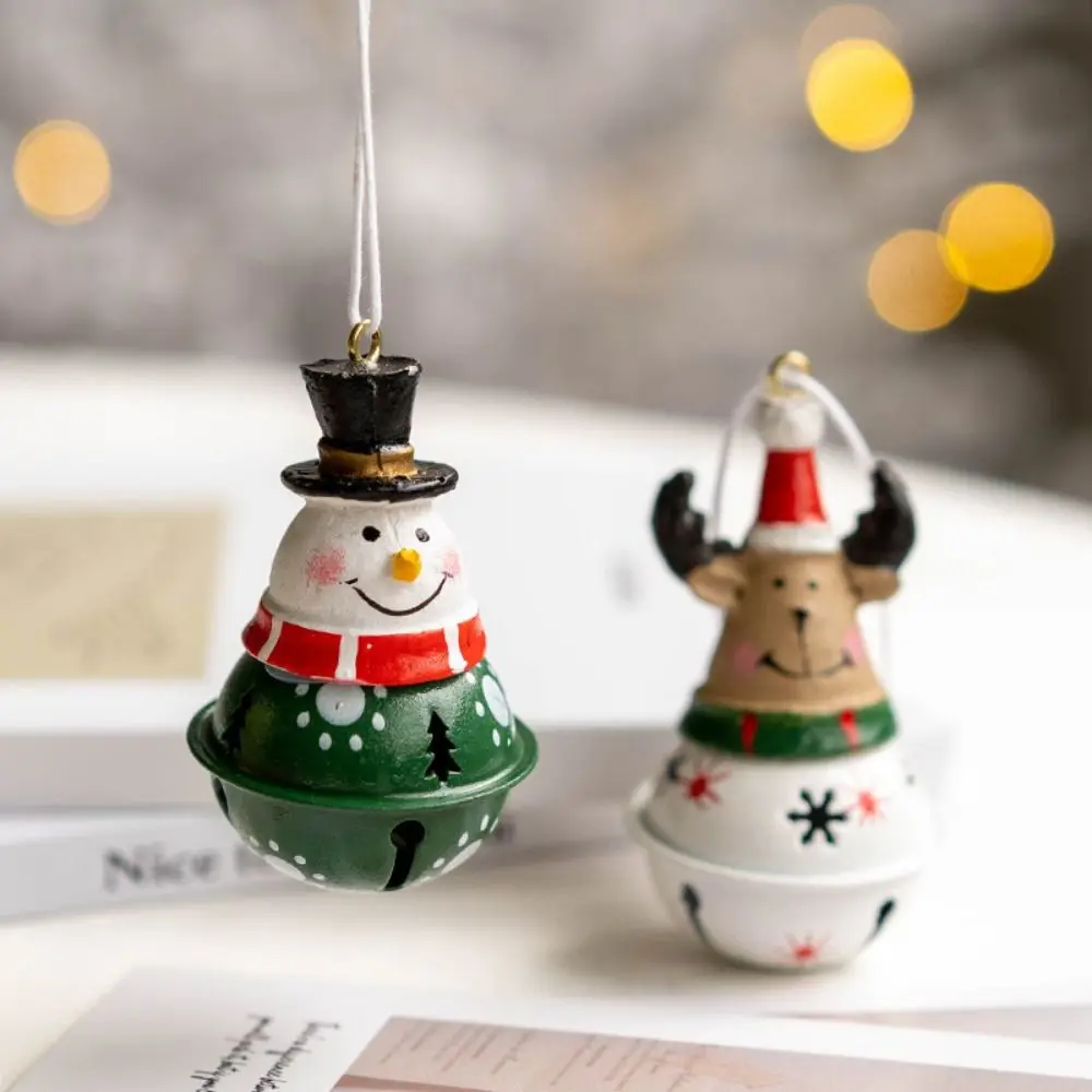 

Cartoon Cute Christmas Santa Bell Pendant Iron Art Hanging Snowman Bell Pendant Rust-proof Xmas Tree Ornaments Home Decor