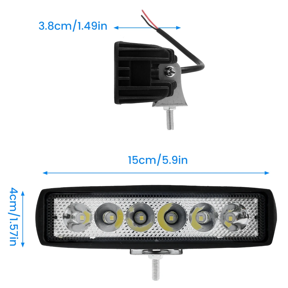 12V Car LED Light Bar 18W 6000K IP67 Waterproof Super Bright Car LED Work Light  Headlights DRL Driving Aluminum Lamp