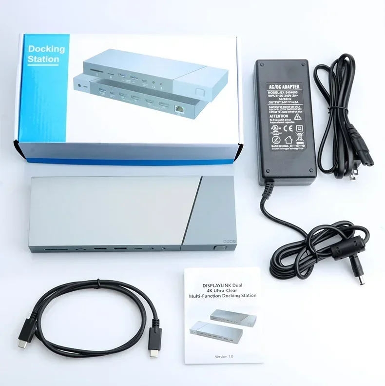 2025 16 Ports USB C Hub With DC Power Adapter for Macbook Triple Displaylink MST Docking Station