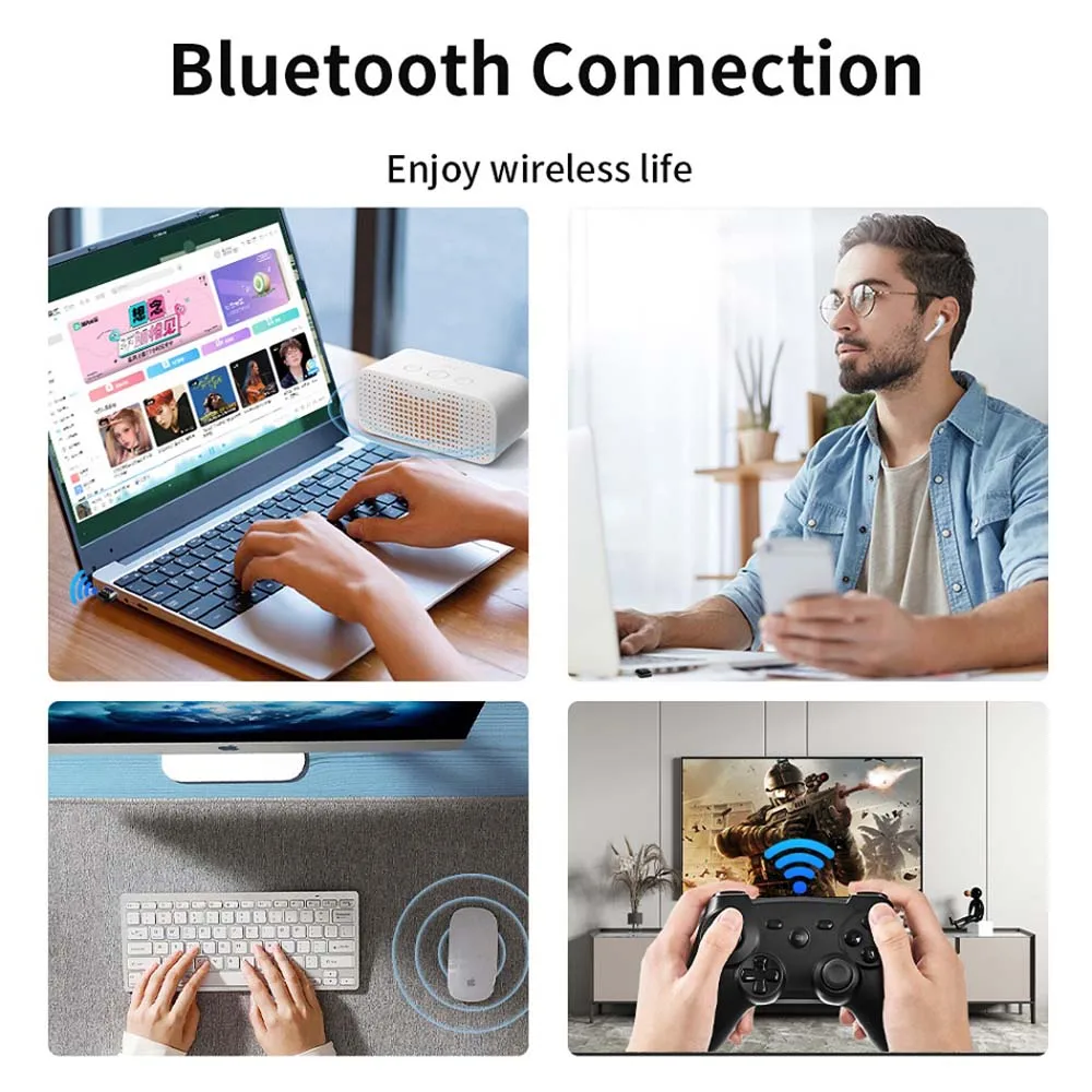 USBドングル付きBluetoothアダプター,スピーカー,ワイヤレスマウス,キーボード,オーディオ送信機,5.4, 5.3