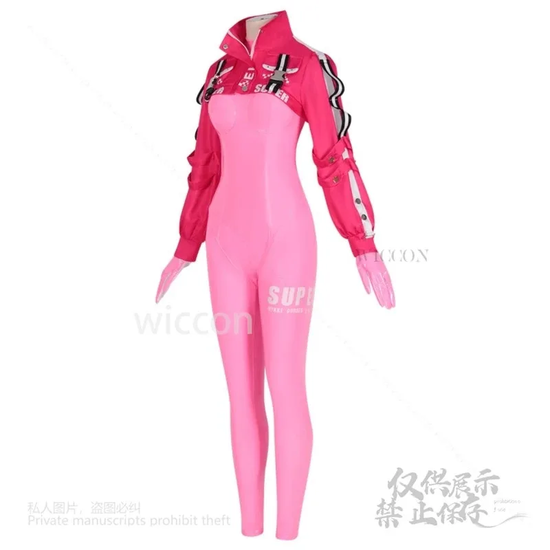 

zizi 2025 Alice Cosplay Costume Game NIKKE:The Goddess of Victory Pink Tight Jumpsuit Wig Halloween Party Christmas Women Girls