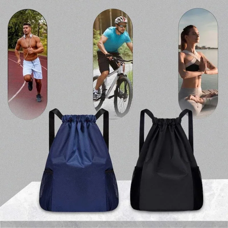 Zaino sportivo impermeabile con coulisse Fitness Travel Outdoor Sackpack donna uomo borsa da basket tascabile da spiaggia da palestra di grande