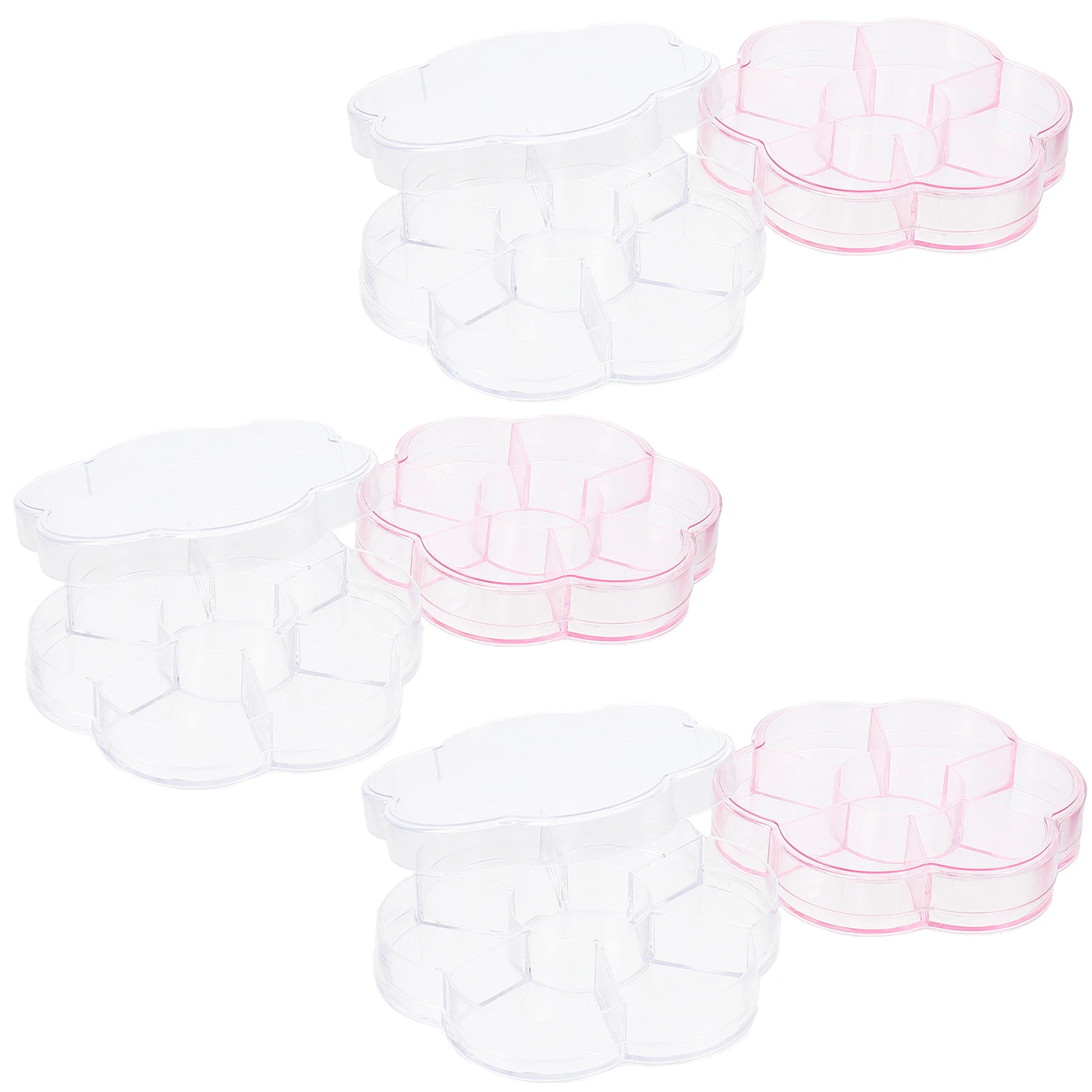 

6pcs Jewelry Storage Box Durable Compartment Desktop Organizer Container Box Simple Design For Bedroom Decoration