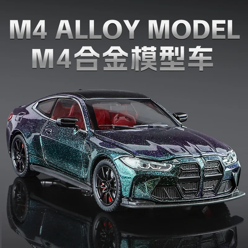 1:24 BMW M4 Alloy Sports Car Diecasts Metal Track Racing Car Model Simulation Sound and Light Collection kids Toy Gift C364