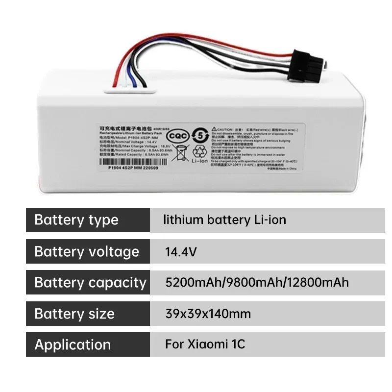 Ou xiaomi robô bateria 1c P1904-4S1P-MM mijia mi aspirador de pó varrendo esfregando robô bateria de substituição 5200mah/12800mah