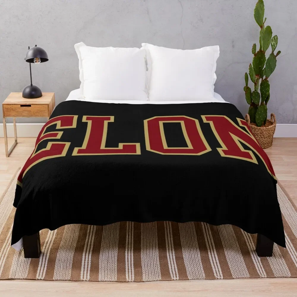 elon - college font curved Throw Blanket Sofa Throw Tourist Furry Sofa Blankets