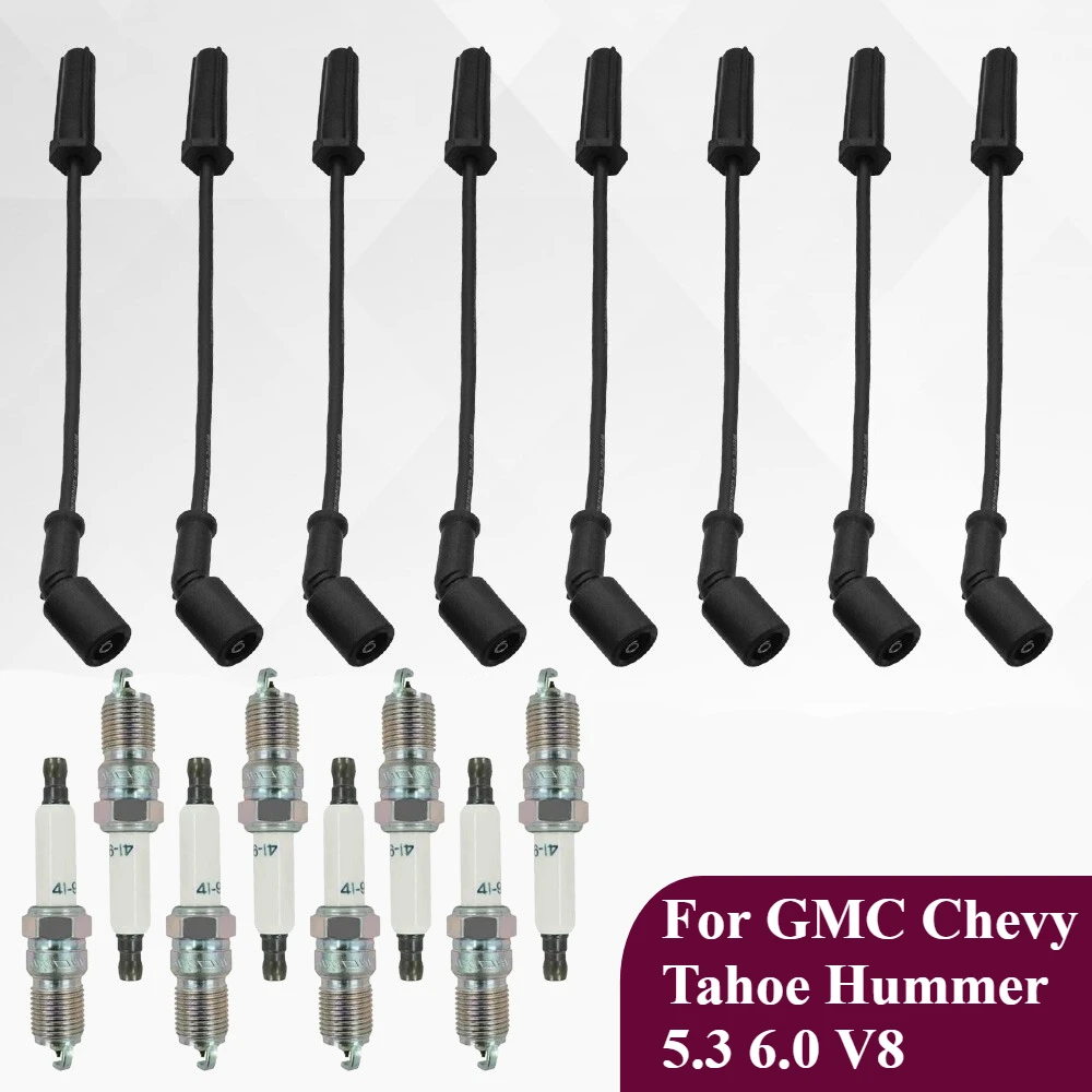 

8x Spark Plugs and Wires Set for GMC Chevy Tahoe Hummer 5.3 6.0 V8 9748HH 41-962
