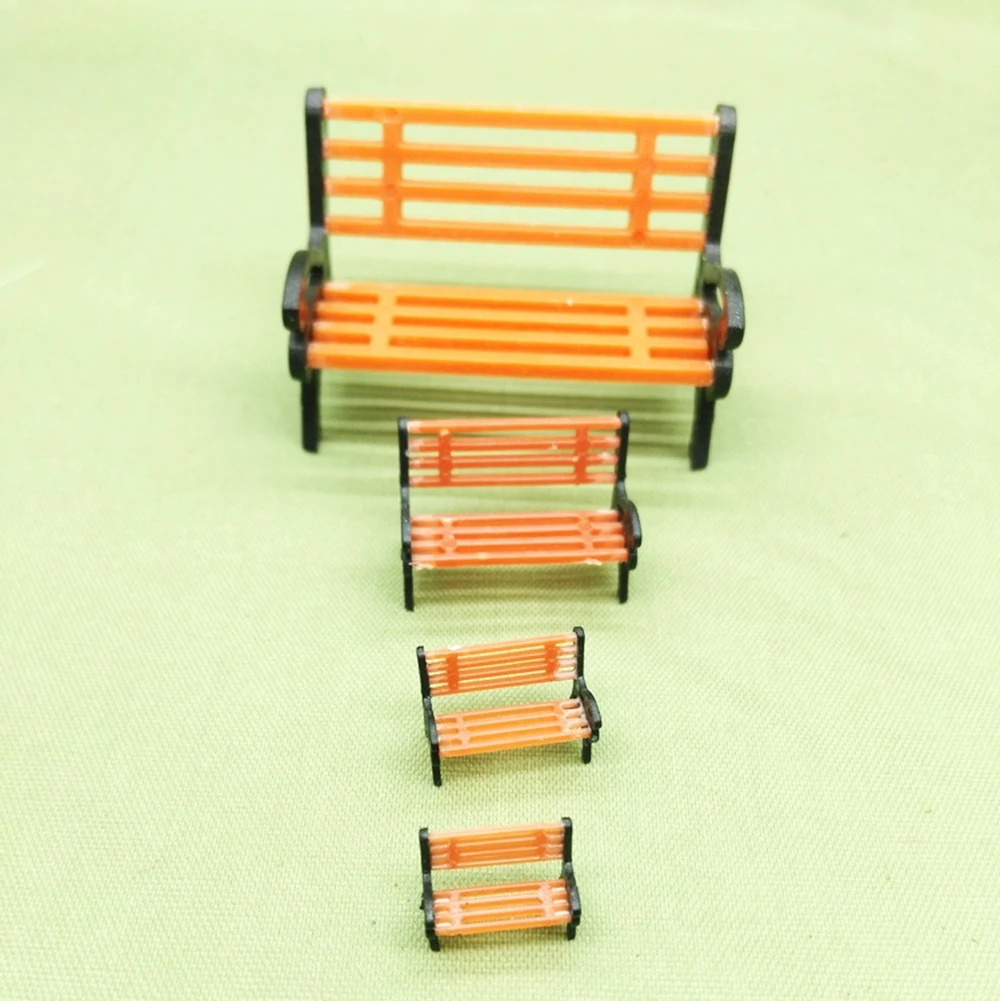 10Pcs/lot Park Benches Model Train 1:30/50/87/100/150 HO Scale Mini Bench Chair Settee Railway Layout Micro Landscapes Decor Toy