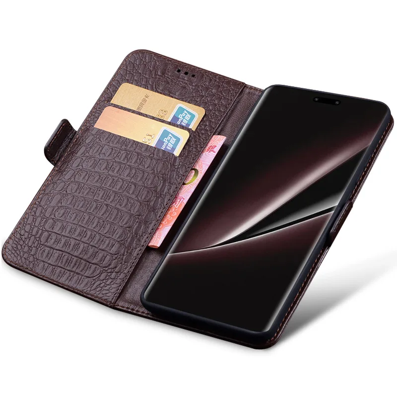 

Wobiloo Luxury Genuine Leather Wallet Cover Business Phone Cases For Honor Magci 6 Pro Rsr Ultimate Credit Card Money Slot Case